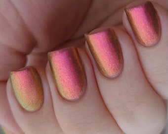 Gotta Glow - Pink Red Orange Yellow Green "Glow Pop Nail Polish" Multi-Chrome Pastel Shifting Mylar Oil Slick / Polish Me Silly