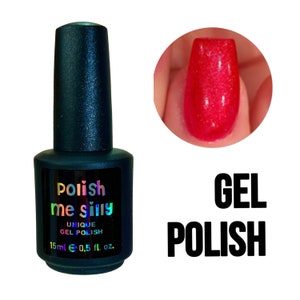 UV Led GEL Nail Polish -Ruby Slippers- Hot Pink Red Ruby Sparkle Shimmer Polish:  Glitter Nail Polish / Indie Lacquer / Polish Me Silly
