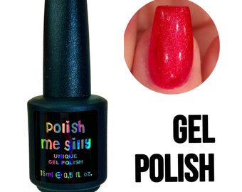 UV Led GEL Nail Polish -Ruby Slippers- Hot Pink Red Ruby Sparkle Shimmer Polish:  Glitter Nail Polish / Indie Lacquer / Polish Me Silly