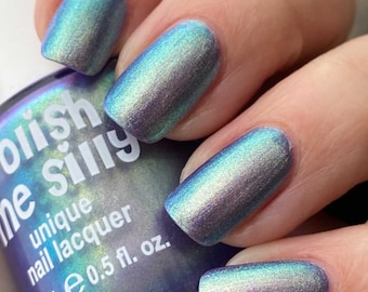 Glow Getter - Mint Green Yellow Beige Blue Purple "Glow Pop Nail Polish" Multi-Chrome Pastel Shifting Mylar Oil Slick / Polish Me Silly