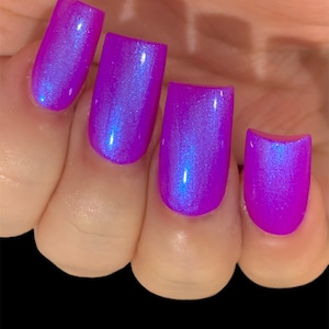 Glow 2 The Top Neon Purple Blue NEON Glow Pop Collection MultiColor Shifting: Mylar Oil Slick / Polish Me Silly Nail Polish image 6