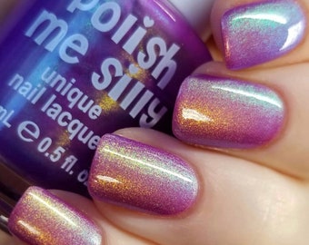 Mermaid Glow- Purple Blue Green Gold Yellow "Glow Pop Nail Polish Collection" Multi-Color Shifting: Mylar Oil Slick / Polish Me Silly