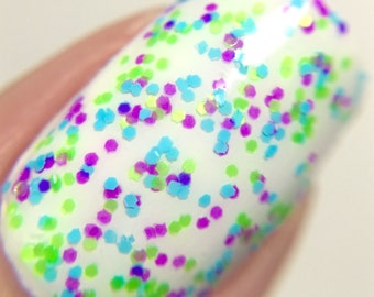 OMG- Polka Dot-NEON-Custom-Blended Indie Glitter Nail Polish / Lacquer