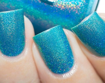 Holographic - Teal Me the Truth:  Teal Blue Green Custom-Blended Glitter Nail Polish / Indie Lacquer / Polish Me Silly