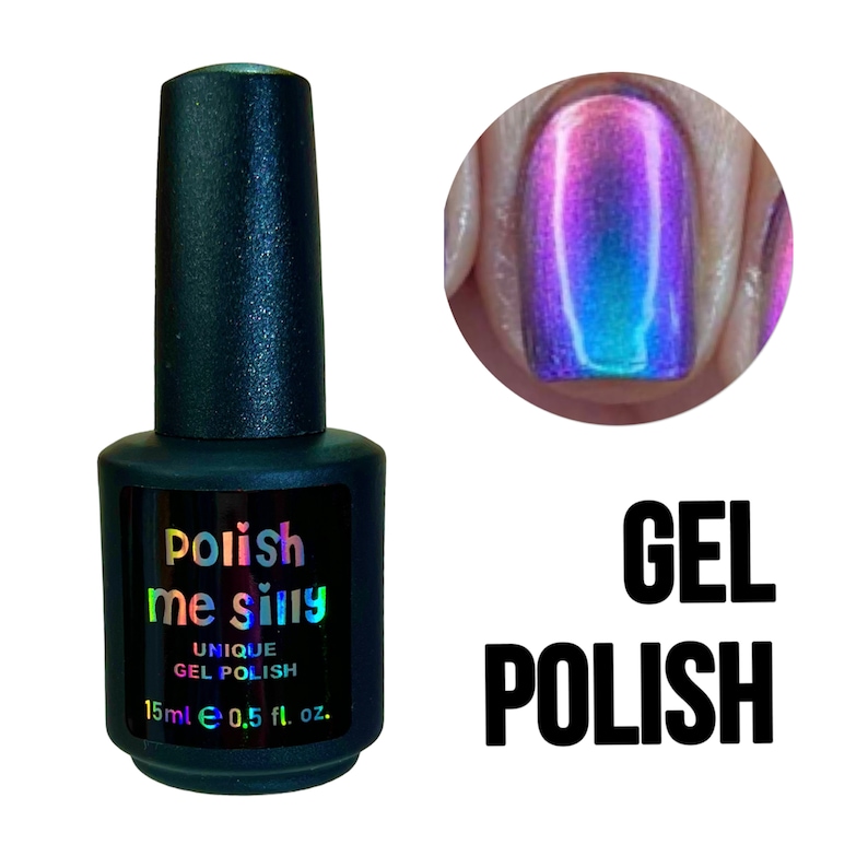 Paradise by Polish Me Silly Oil Slick Mega Multichrome Colorful Pop Nail Polish Rainbow Indie Galaxy Polish Lacquer Water Marble Stamping image 10