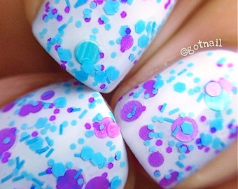Dreamer- Polka Dot-NEON-Custom-Blended Indie Glitter Nail Polish / Lacquer