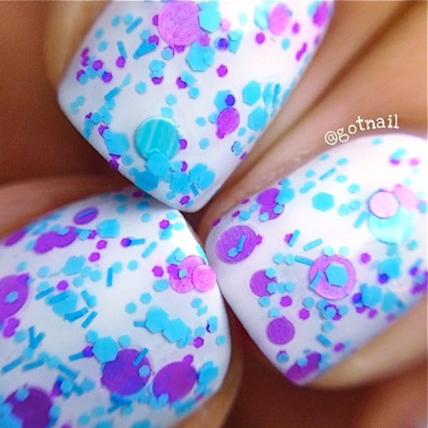 Dreamer- Polka Dot-NEON-Custom-Blended Indie Glitter Nail Polish / Lacquer