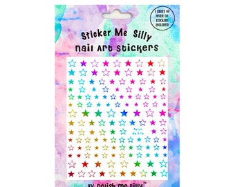 Pegatinas de uñas Rainbow Stars - Nail Art - Polish Me Silly - Regalo - Brilla bajo luces UV / Blacklights