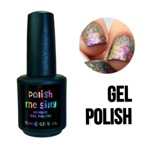UV Led GEL Nail Polish - Aftershock- Topcoat (larger flakes)Multi-Color Shifting Polish:  Glitter Nail Polish/Indie Lacquer /Polish Me Silly
