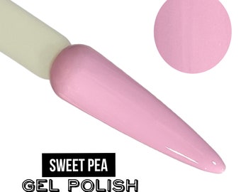 UV Led GEL Nail Polish - Sweet Pea - Light Pink Solid Opaque Creme Polish Long Lasting, Cruelty Free, Polish Me Silly