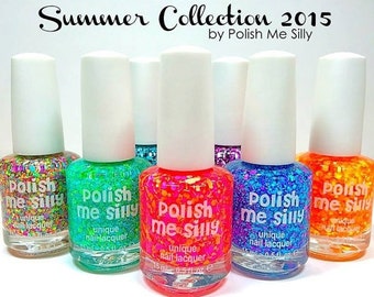 Full Set of 10 Summer Collection Polishes :  Custom-Blended Indie Glitter Nail Polish / Lacquer Christmas