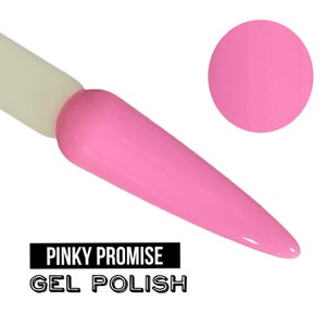 Esmalte de uñas de GEL LED UV - Pinky Promise - Bubblegum Pink Solid Opaco Creme Polish de larga duración, libre de crueldad, Polish Me Silly