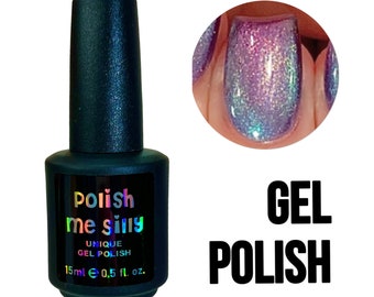 UV Led GEL Nail Polish - Unicorn Glow- Purple Blue Pink Shimmer Glow Pop Multi-Color Shifting Oil Slick Polish Me Silly