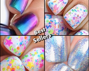 Best Selling Set 2: Funfetti, Paradise, Chasing Rainbows, Haywire Glitter Indie Nail Water Marble Stamping Nail