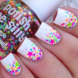 FUNFETTI Polka Dot Rainbow NEON Confetti Colorful Pop Nail Polish Indie Glitter Lacquer Varnish Polish Me Silly image 2