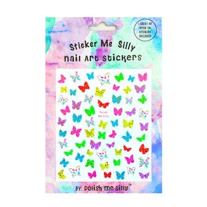 NEON Butterfly Nail Stickers - Nail Art - Polish Me Silly - Gift - Glows Under UV/Blacklights