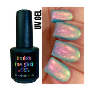 UV Led GEL Nail Polish - Aurora Glow - Turquoise Blue Pink Orange Yellow Green Glow Pop Multi-Color Shifting Oil Slick Polish Me Silly