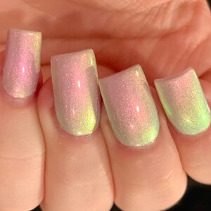 Icy Glow Silver Gray Pink Yellow Green Glow Pop Nail Polish Collection Multi-Color Shifting: Mylar Oil Slick / Polish Me Silly image 3