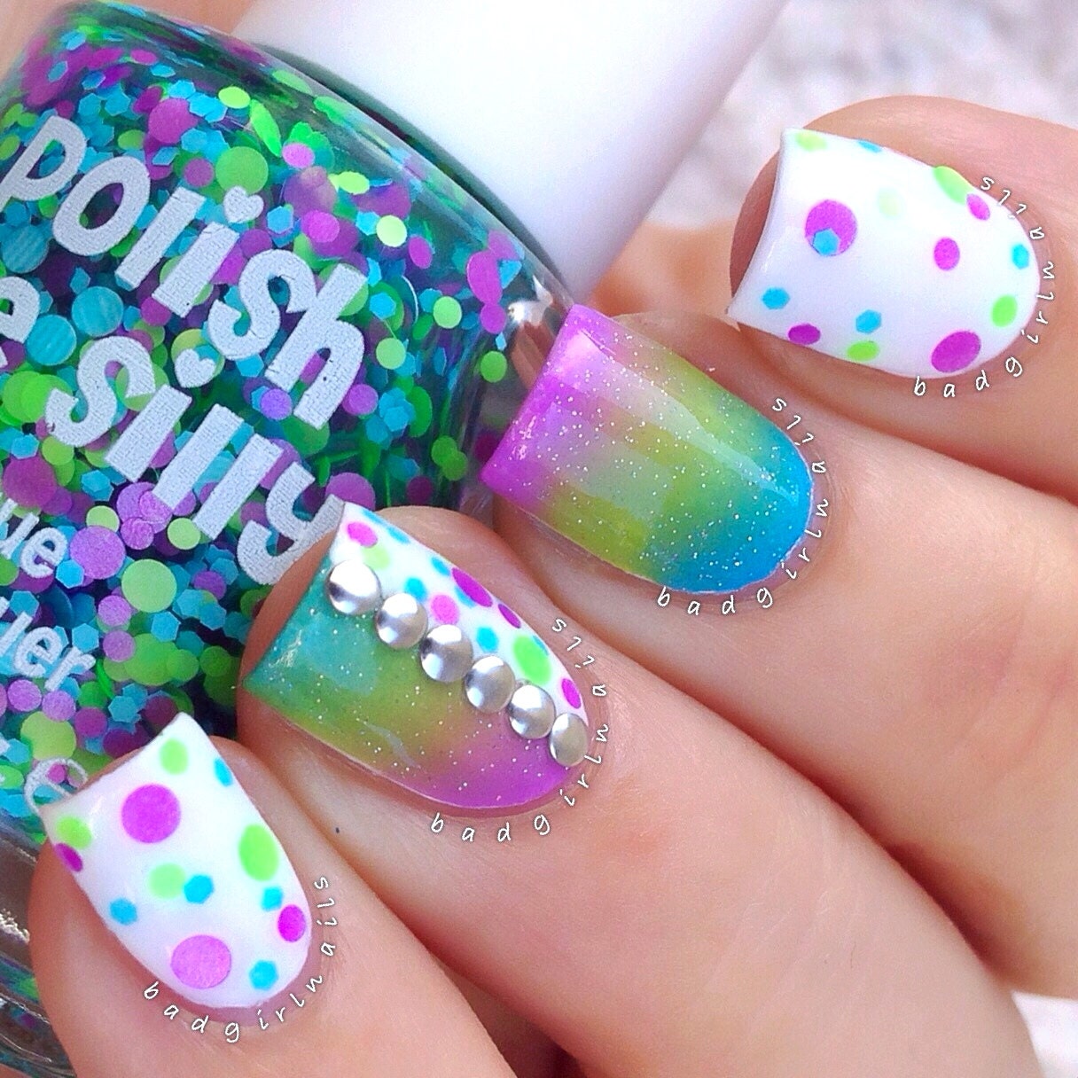 Twinkle Toes Polka Dot-neon-custom-blended Indie Glitter Nail - Etsy