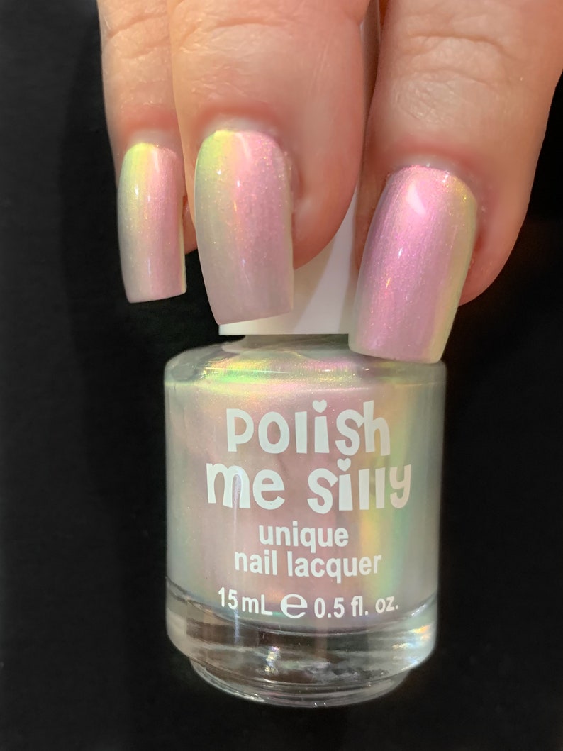 Icy Glow Silver Gray Pink Yellow Green Glow Pop Nail Polish Collection Multi-Color Shifting: Mylar Oil Slick / Polish Me Silly image 9