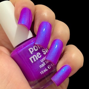 Glow 2 The Top Neon Purple Blue NEON Glow Pop Collection MultiColor Shifting: Mylar Oil Slick / Polish Me Silly Nail Polish image 8