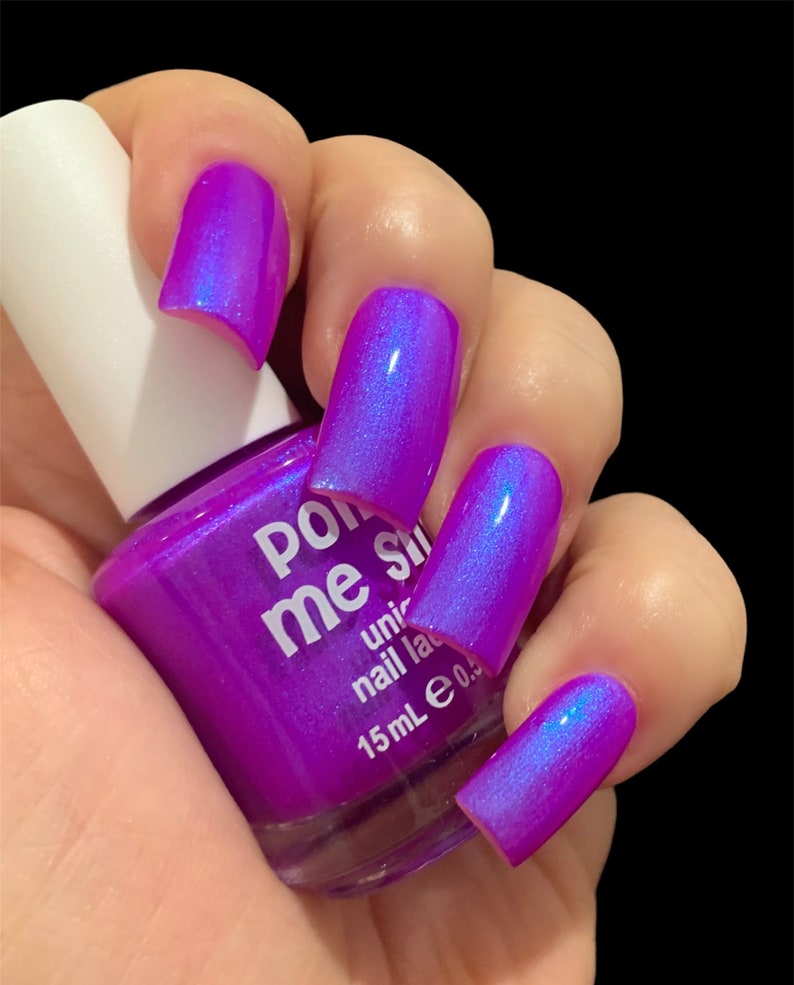 Glow 2 The Top Neon Purple Blue NEON Glow Pop Collection MultiColor Shifting: Mylar Oil Slick / Polish Me Silly Nail Polish image 8