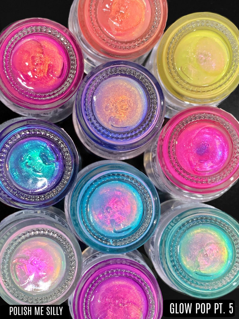 Full 10 Set Glow Pop Collection PT 5 Oil Slick Mylar Color Shifting Multi-chrome Glow Pop Nail Polish Collection/Indie/Polish Me Silly image 3