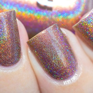 Holographic - The Bronzer The Better:  Custom-Blended Glitter Nail Polish / Indie Lacquer / Polish Me Silly