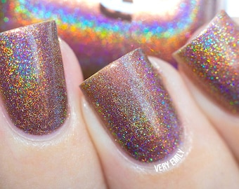 Holográfico - The Bronzer The Better: Esmalte de uñas Glitter mezclado a medida / Laca indie / Polish Me Silly