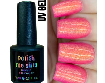 UV Led GEL Nail Polish - Lollipop Glow - Neon Pink Orange Yellow Glow Pop Multi-Color Shifting Oil Slick Polish Me Silly