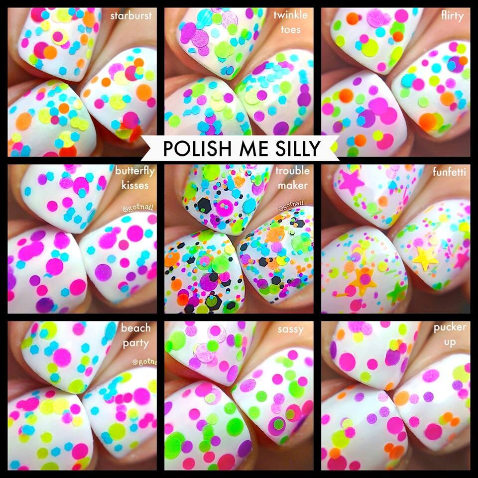 Full Set Of 9 Polka Dot Polishes Spring Collection Custom-Blended Indie Glitter Nail Polish/Lacquer Christmas