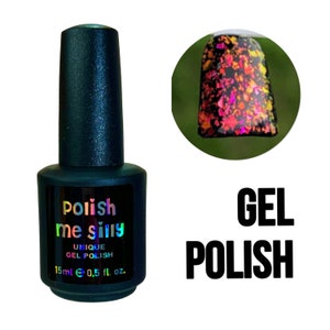 UV Led GEL Nail Polish - Fireworks-FLAKIE Topcoats Multi-Color Shifting Polish- Glitter Nail Polish/Indie Lacquer/ Polish Me Silly-