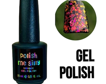 UV Led GEL Nail Polish - Fireworks-FLAKIE Topcoats Multi-Color Shifting Polish - Glitter Nail Polish/Indie Lacquer/ Polish Me Silly-