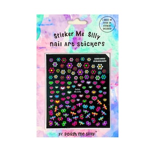 Flower, Heart & Butterfly/Dragonfly Nail Stickers - Nail Art - Polish Me Silly - Gift - Glows Under UV/Blacklights
