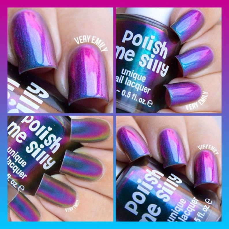 Paradise by Polish Me Silly Oil Slick Mega Multichrome Colorful Pop Nail Polish Rainbow Indie Galaxy Polish Lacquer Water Marble Stamping image 9