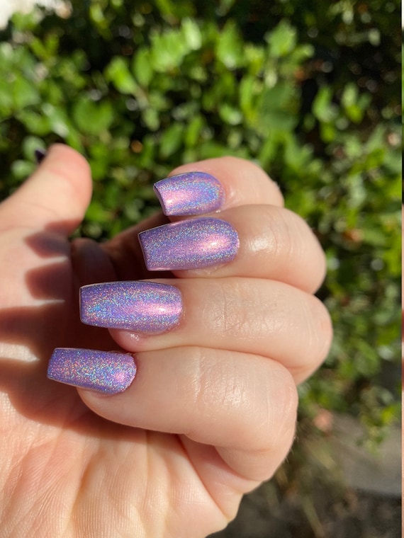 Holographic Purple Nails