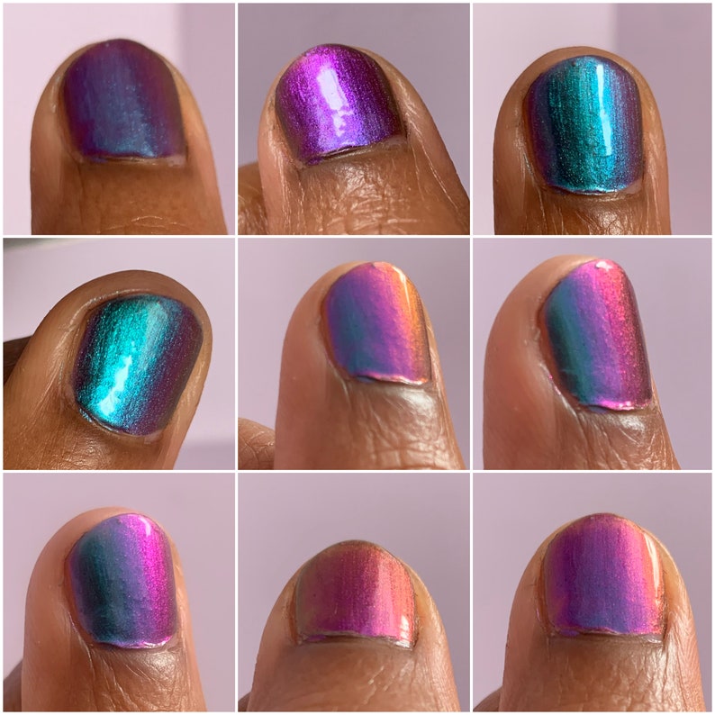 Paradise by Polish Me Silly Oil Slick Mega Multichrome Colorful Pop Nail Polish Rainbow Indie Galaxy Polish Lacquer Water Marble Stamping image 8