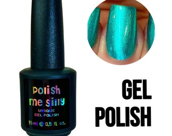 UV Led GEL Nail Polish - Electric Carnival- Green Metallic Foil Nail Polish Glitter Nail Polish / Indie Lacquer / Polish Me Silly