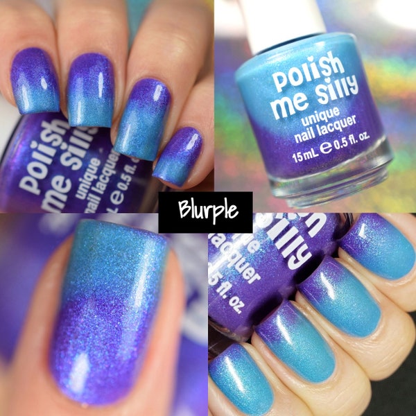 Blurple Surprise- Neon POP Thermal Color Changing Blue Purple Nail Polish Custom-Blended Indie Glitter Nail Polish / Lacquer