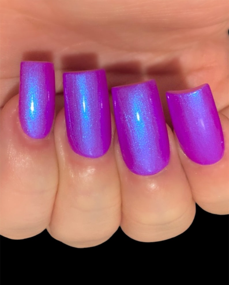 Glow 2 The Top Neon Purple Blue NEON Glow Pop Collection MultiColor Shifting: Mylar Oil Slick / Polish Me Silly Nail Polish image 1