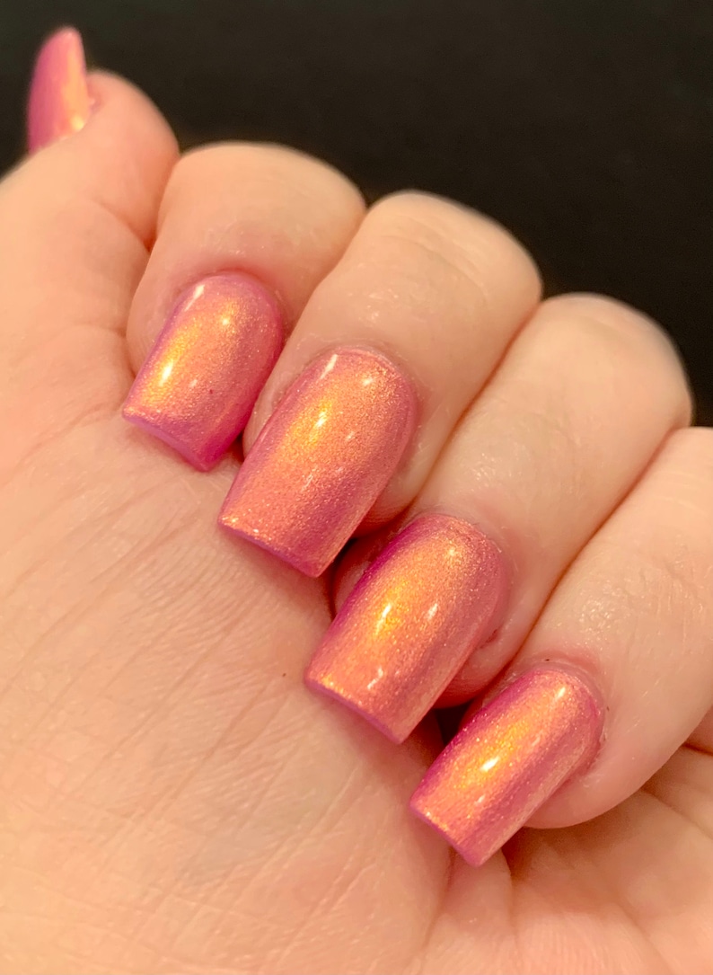 Sugarplum Glow Pink Orange Yellow Purple Glow Pop Nail Polish Collection Multi-Color Shifting: Mylar Oil Slick / Polish Me Silly image 4