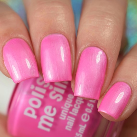 Bubblegum- Bright Lights Solid Barbie CHROME NAILS Pearl Satin Pink Neon Pop Nail Polish Indie Lacquer Varnish Water Marble Stamping Nails