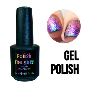 UV Led GEL Nail Polish -Harmony- FLAKIE Topcoat Multi-Color Shifting Polish: Indie Nail Polish Glitter Lacquer Nails Polish Me Silly