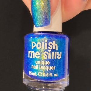 Peacock Glow Blue Green Gold Teal Shimmer Glow Pop PT 2 Polish Collection Multi-Color Shift: Mylar Oil Slick / Polish Me Silly image 4