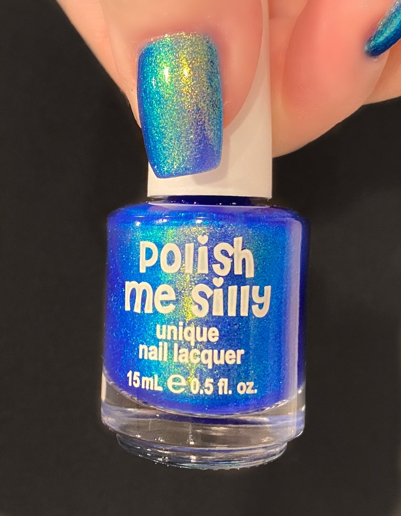 Peacock Glow Blue Green Gold Teal Shimmer Glow Pop PT 2 Polish Collection Multi-Color Shift: Mylar Oil Slick / Polish Me Silly image 4