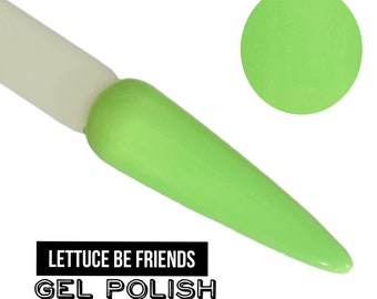 Esmalte de uñas de GEL LED UV - Lettuce Be Friends - Esmalte en crema opaco sólido verde brillante de larga duración, libre de crueldad, Polish Me Silly