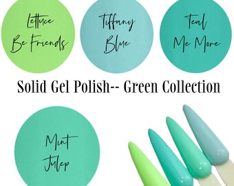 UV Led GEL Nail Polish - 4pc Set Green Gel Collection - Polish Colors Solid Opaque Creme Polish Long Lasting, Cruelty Free, Polish Me Silly