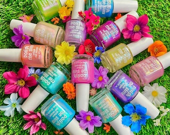 NEW- Full 13 Set "Pastel Glow Pop Collection PT 9" Oil Slick Mylar Shifting Multi-chrome Glow Pop Gel Nail Polish Collectin Polish Me Silly