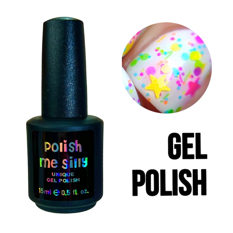 FUNFETTI Polka Dot Rainbow NEON Confetti Colorful Pop Nail Polish Indie Glitter Lacquer Varnish Polish Me Silly image 7