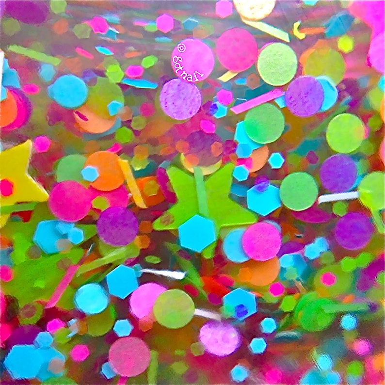 FUNFETTI Polka Dot Rainbow NEON Confetti Colorful Pop Nail Polish Indie Glitter Lacquer Varnish Polish Me Silly image 5